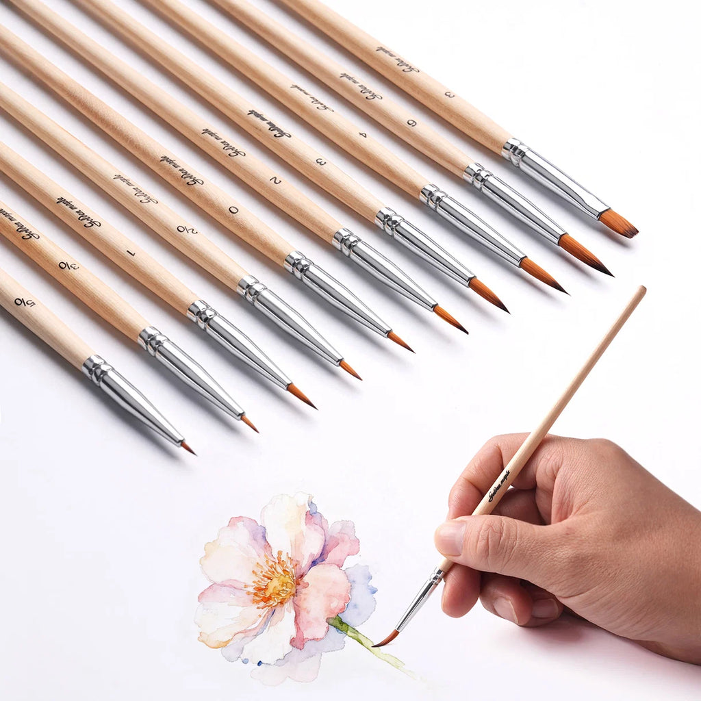 Nylon Round and Flat Miniature Brush - 10pcs/set