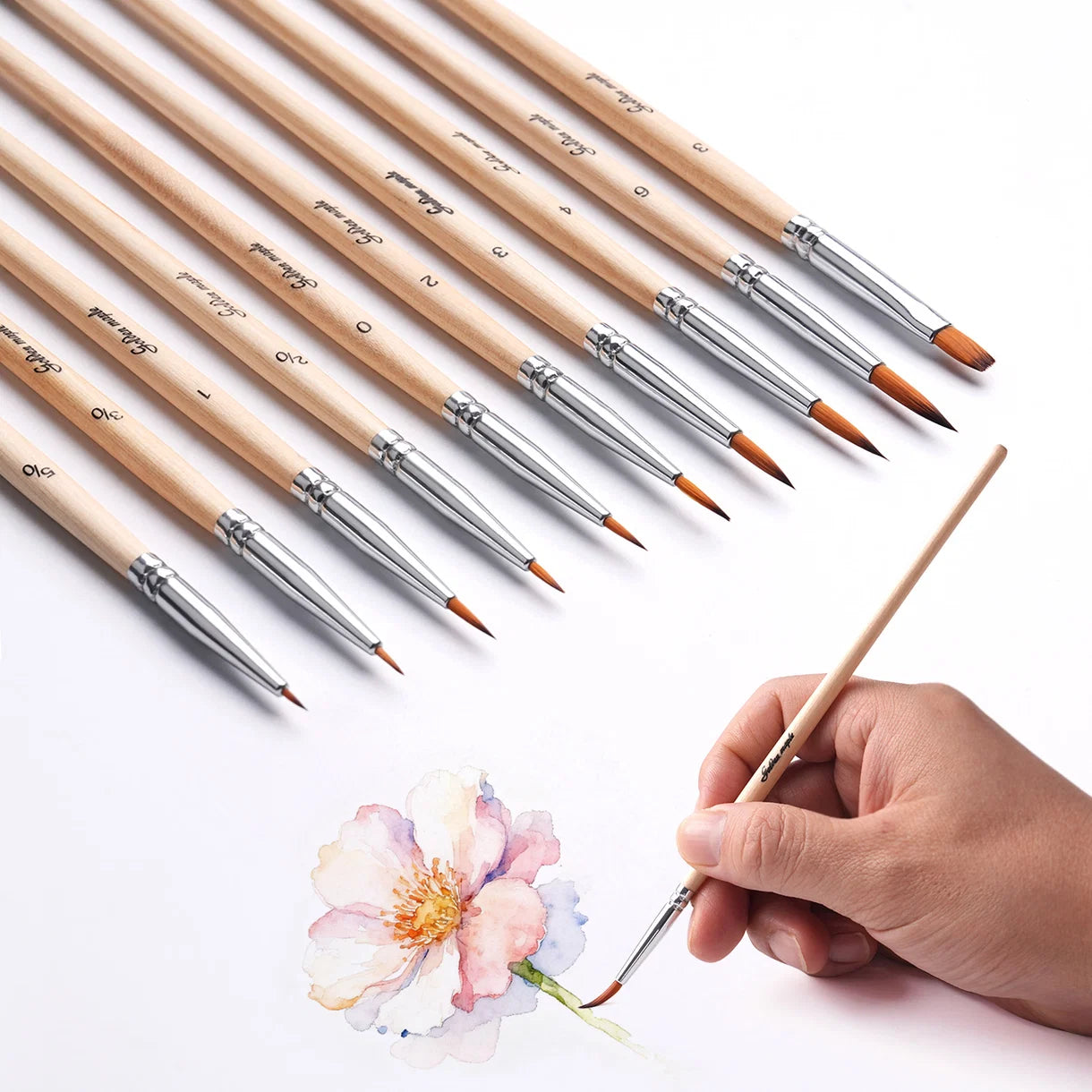 Nylon Round and Flat Miniature Brush - 10pcs/set
