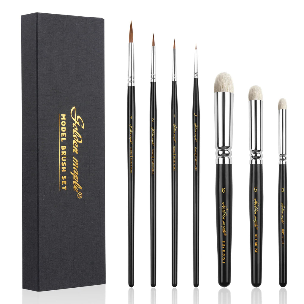 Master I: 4 Kolinsky Sable & 3 Goat Hair Miniature Paint Brush Set - 7pcs