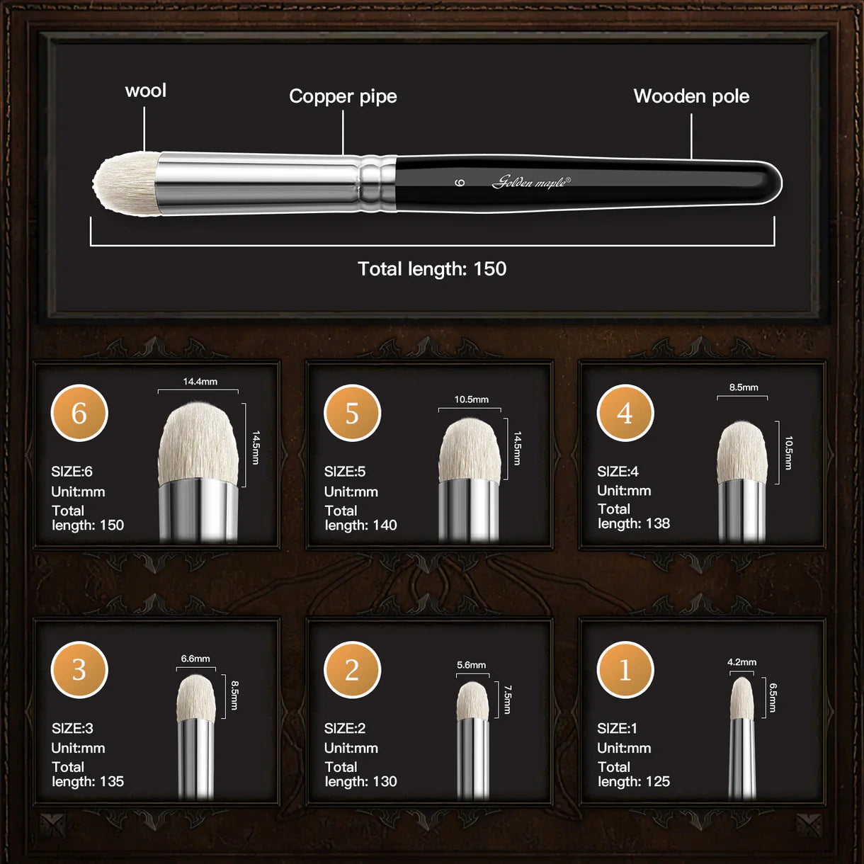 Golden Maple Dry Brush Set (6 Brush Set)