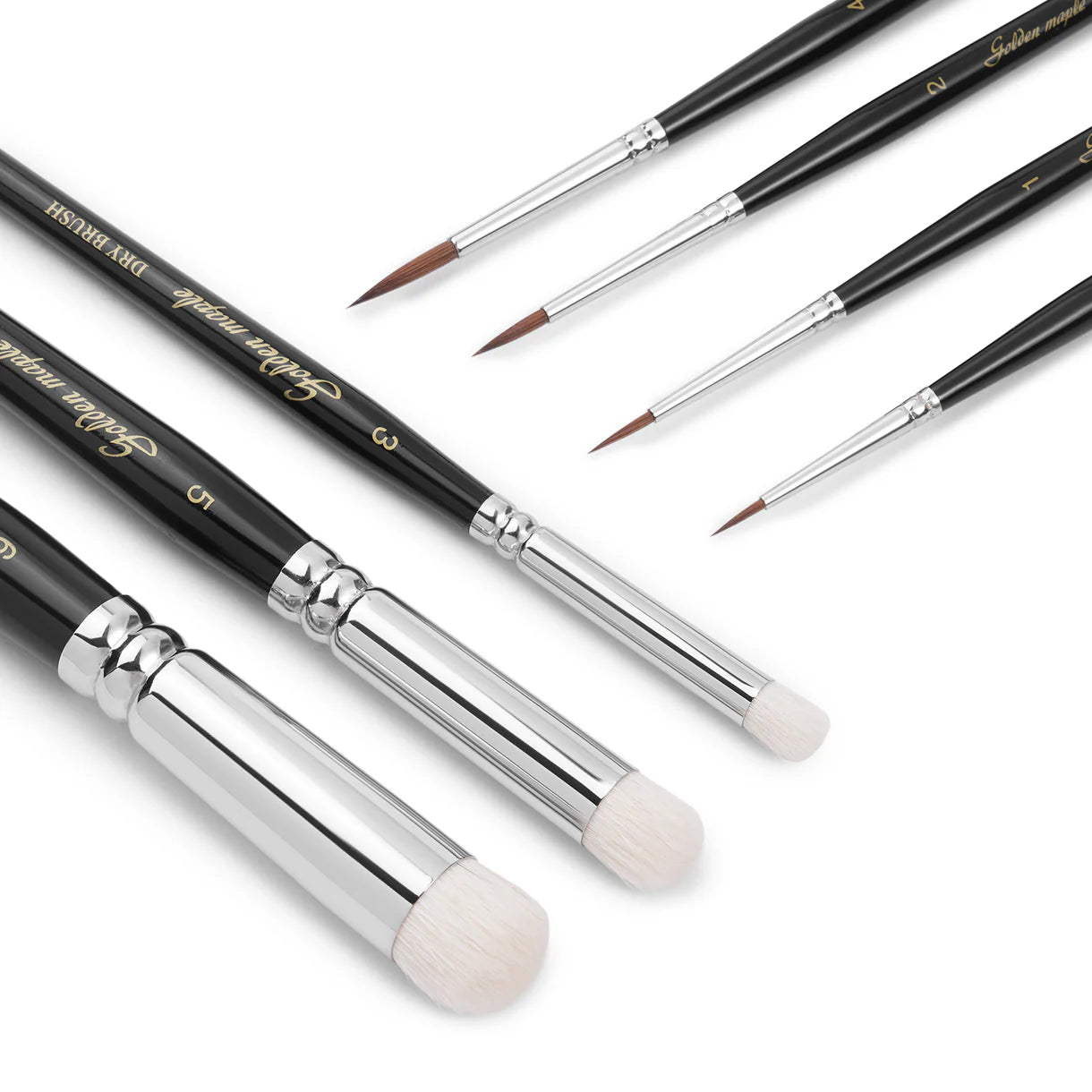 Master I: 4 Kolinsky Sable & 3 Goat Hair Miniature Paint Brush Set - 7pcs