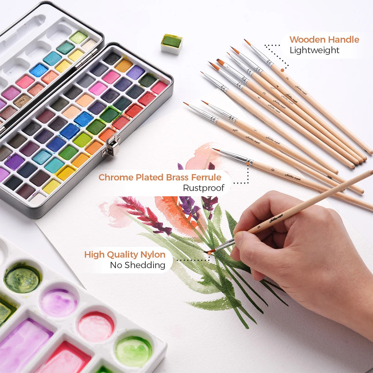 Nylon Round and Flat Miniature Brush - 10pcs/set