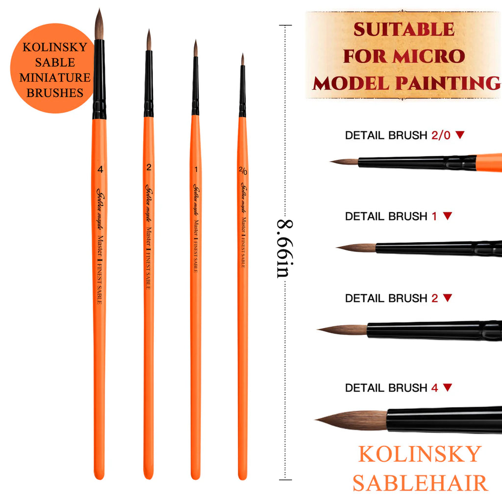 Master I: Kolinsky Sable & Goat Hair Miniature Paint Brush Set - 7pcs