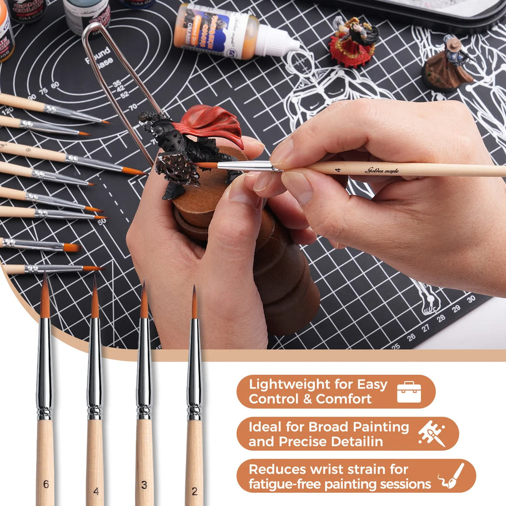 Nylon Round and Flat Miniature Brush - 10pcs/set