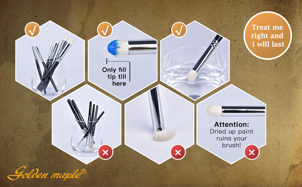 Golden Maple Dry Brush Set (6 Brush Set)