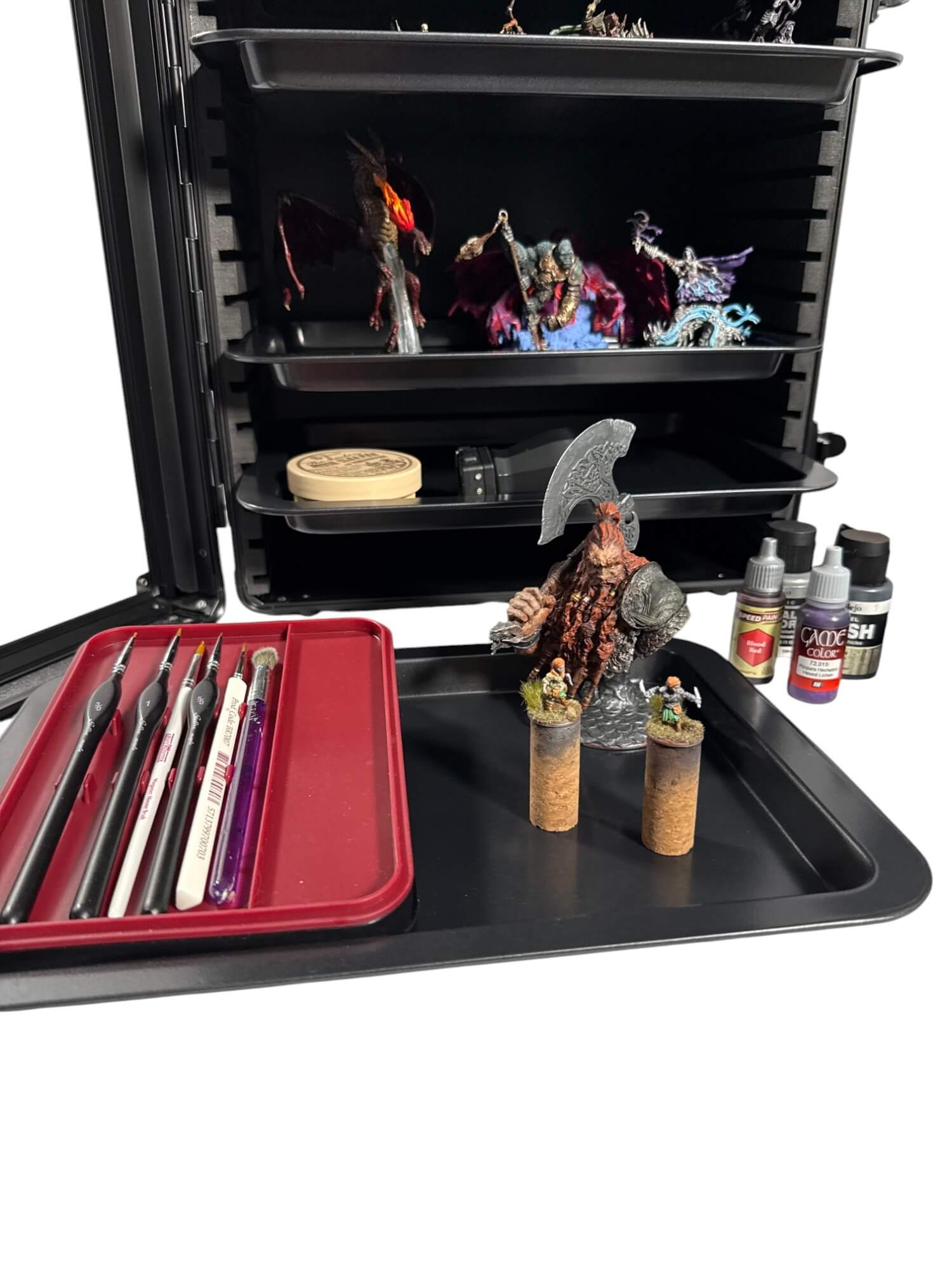 EVORETRO Aluminum Miniatures Display Case with 5 Magnetic Trays