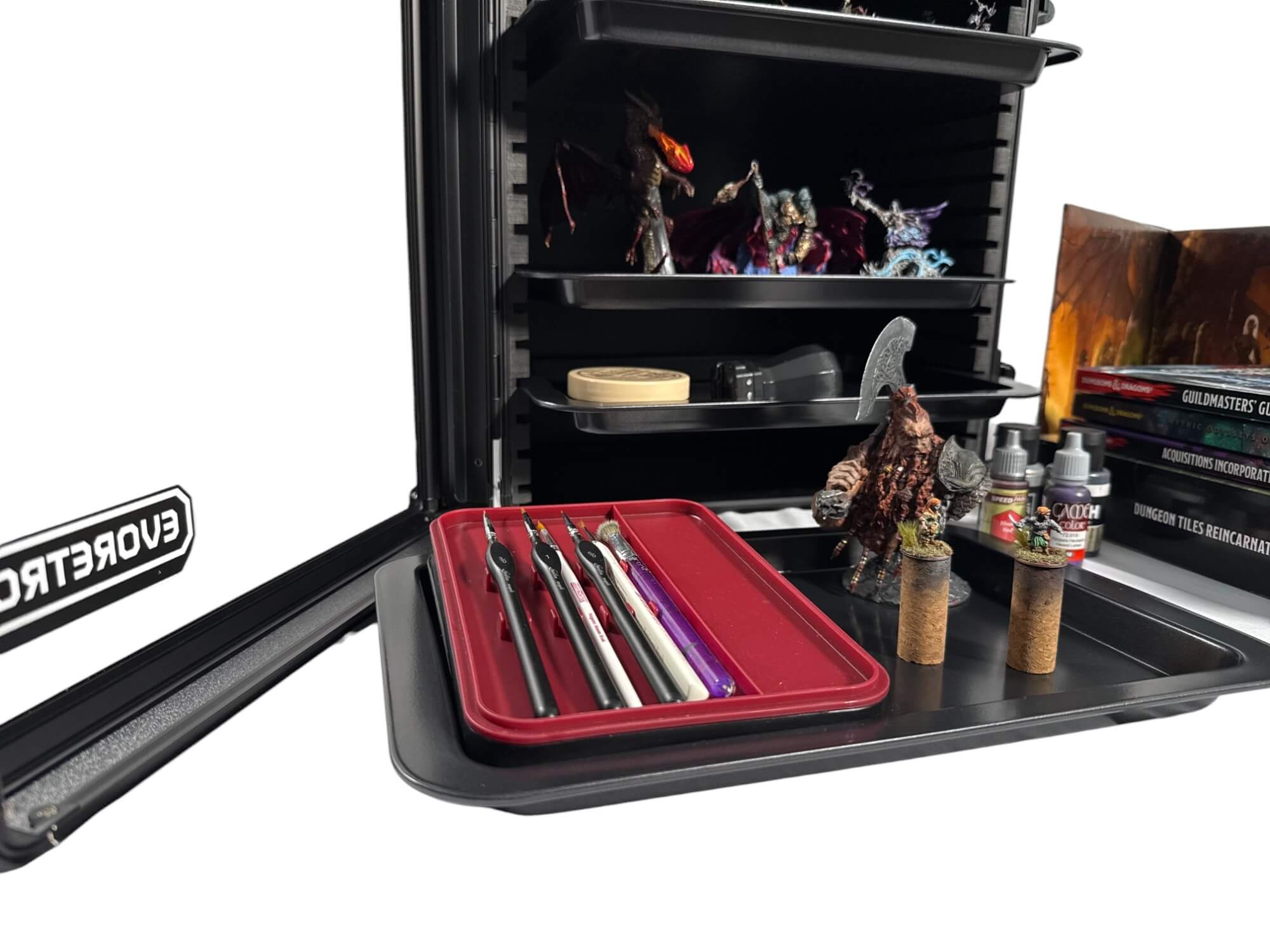 EVORETRO Aluminum Miniatures Display Case with 5 Magnetic Trays