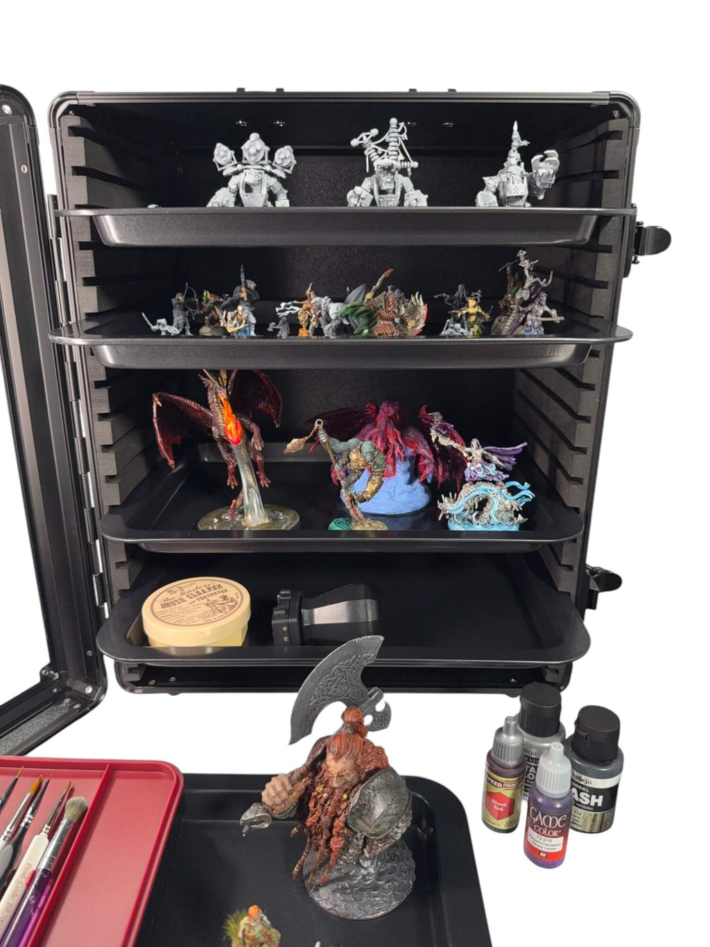 EVORETRO Aluminum Miniatures Display Case with 5 Magnetic Trays