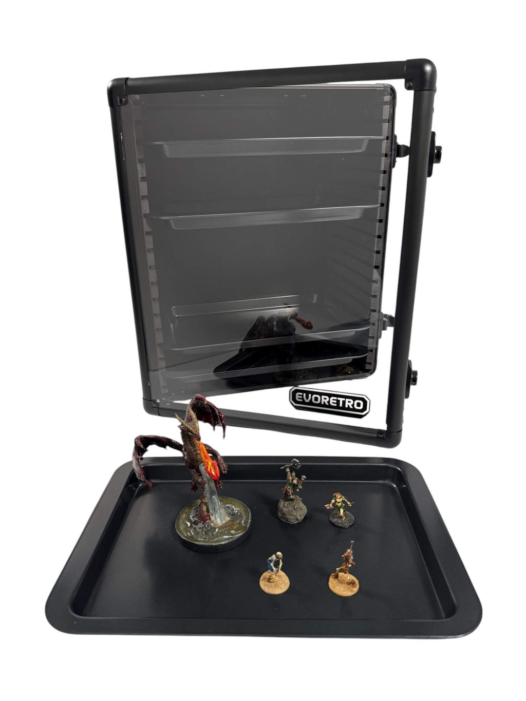 EVORETRO Aluminum Miniatures Display Case with 5 Magnetic Trays