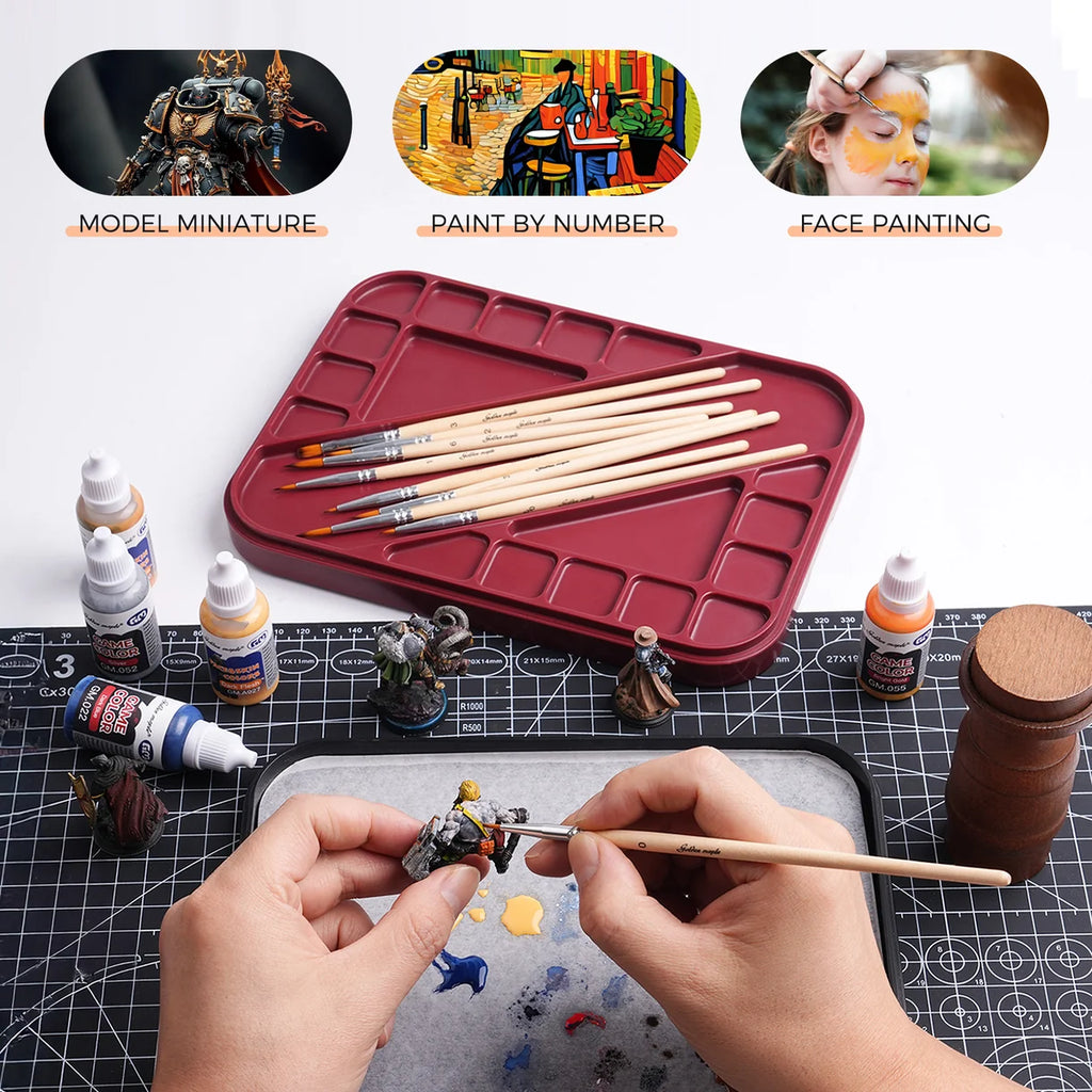 Nylon Round and Flat Miniature Brush - 10pcs/set