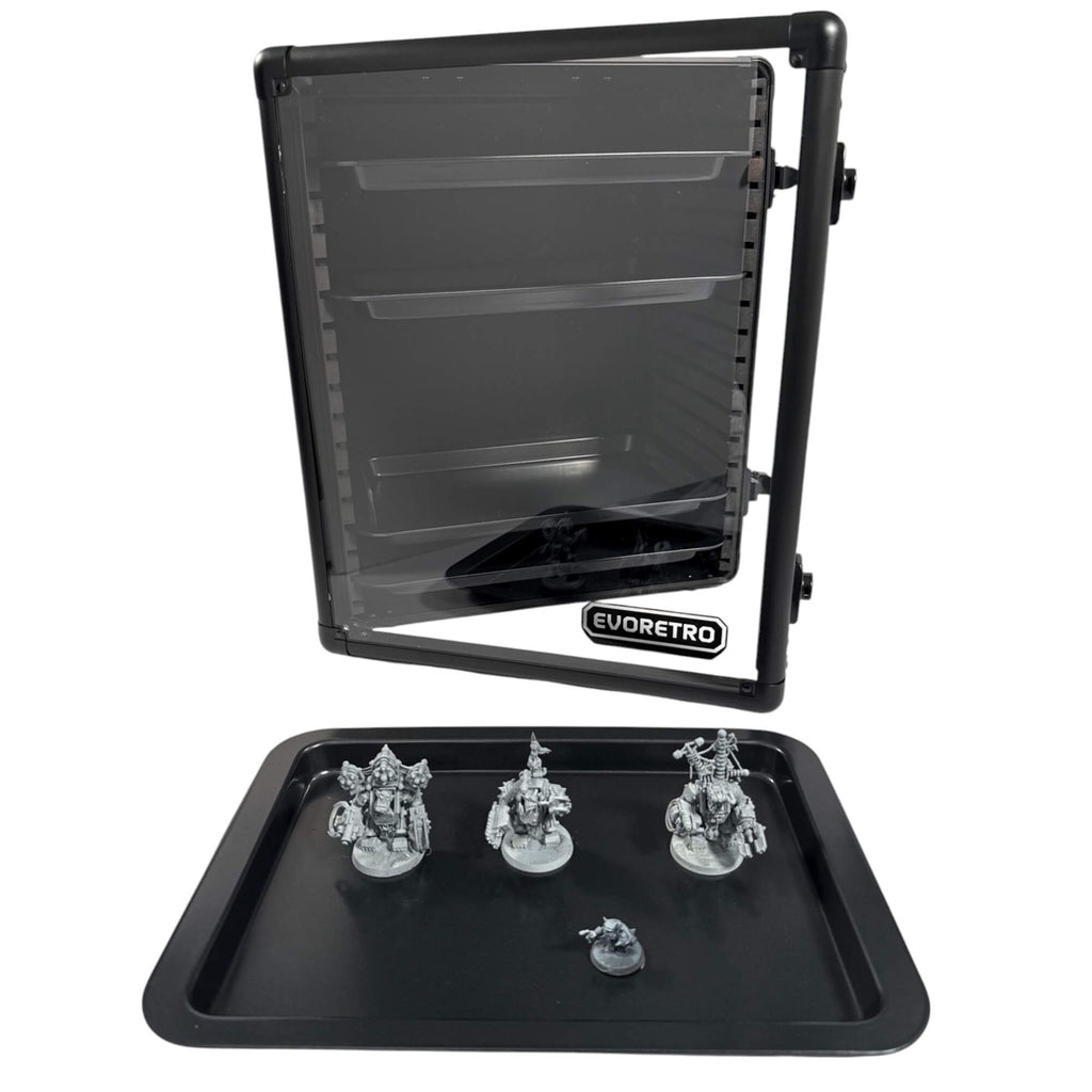 EVORETRO Aluminum Miniatures Display Case with 5 Magnetic Trays