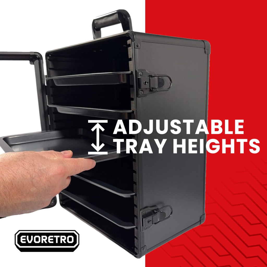 EVORETRO Aluminum Miniatures Display Case with 5 Magnetic Trays