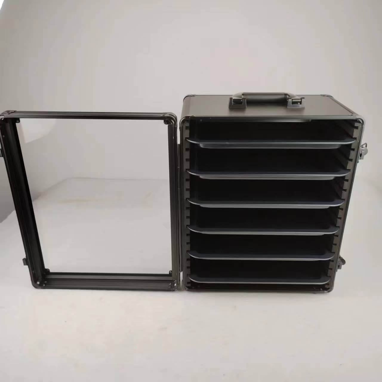EVORETRO Aluminum Miniatures Display Case with 5 Magnetic Trays